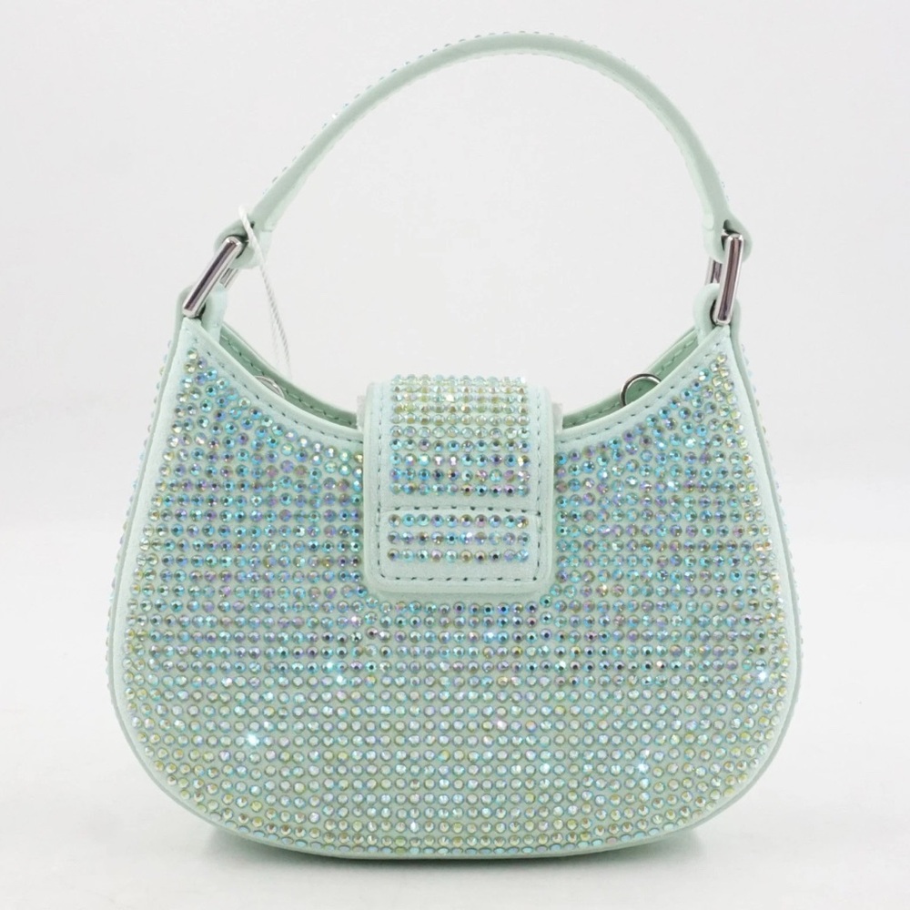 ❌SOLD❌ NWT [Self-Portrait] Crescent Bow Rhinestone Top Handle Mini Bag Green - Picture 6 of 16